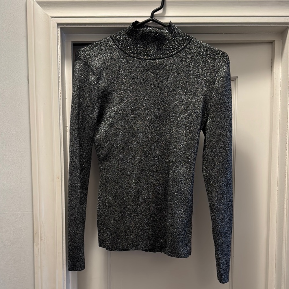 Sleek Black Turtleneck Sweater with Fine Knit